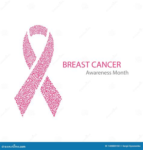 Breast Cancer Awareness Month Poster Dots Style Pink Ribbon Fight