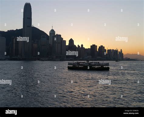 Dh Star Ferry Victoria Harbour Hong Kong Hk Island Sunset Waterfront