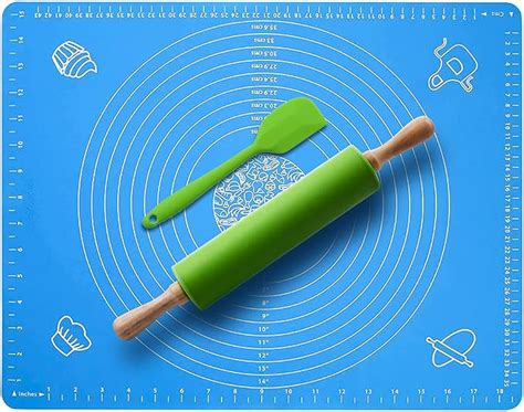 Non Stick Rolling Pin And Extra Large Silicone Baking Mat 25
