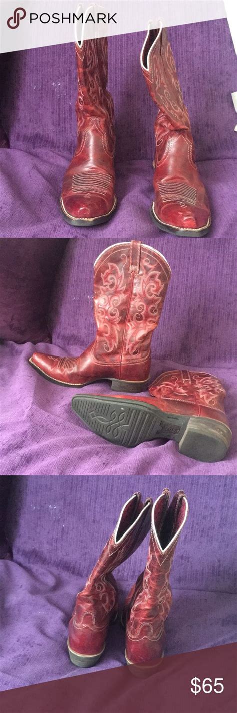 Cool Red Urban Cowboy Boots Shoes Women Heels Cowboy Boots Boots