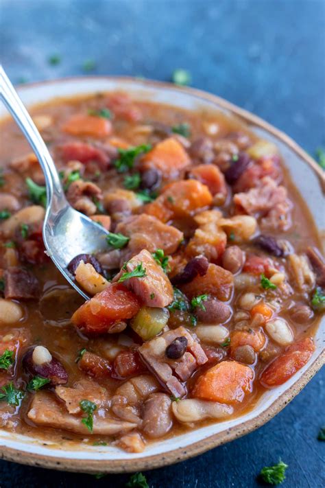 I cook this a lot. HAM 15 BEAN SOUP RECIPE + WonkyWonderful