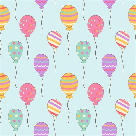 Premium Vector Hand Drawn Colorful Balloons Seamless Pattern