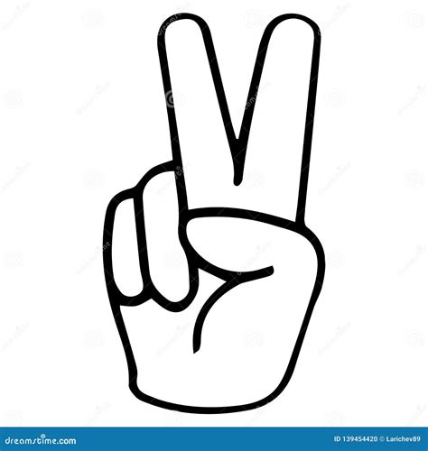 Hand Gesture Victory Symbol On A White Background Stock Illustration