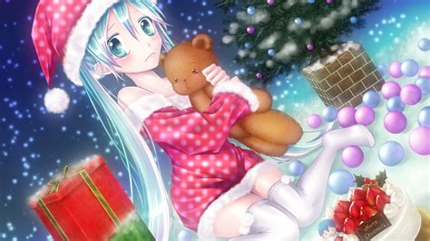 Anime Girl On The Christmas Eve Wallpaper 1920x1080 Full Hd