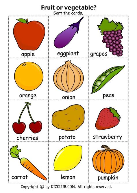 Printable Fruit And Vegetable Cutouts