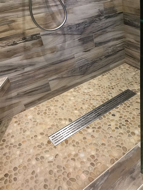 Glazed Java Tan Pebble Tile Modern Shower Floor Tilehub
