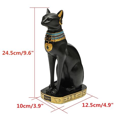 new 9 6inch resin vintage egyptian bastet goddess figurine black cat pharaoh statue epoxy