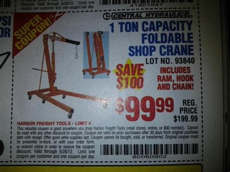 Do not operate tool if under the influence of alcohol or drugs. Harbor Freight 2 Ton Engine Hoist Coupon 2020 - Harbor Freight Flyer 01 01 2020 01 31 2020 Page ...