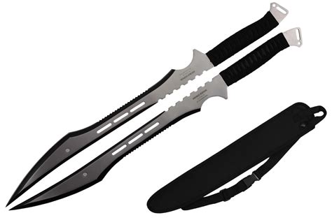27 Full Tang Two Tone Blade Ninja Twin Sword Machete Set With Sheath Nib