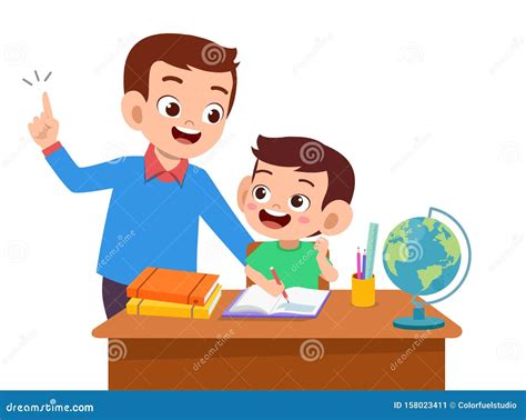Parent Help Teach Kid Illustration Stock Vector Illustration Of