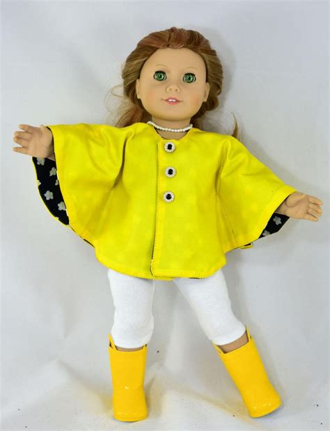 classic rain or winter jacket pdf sewing pattern for 18 inch doll like american girl doll