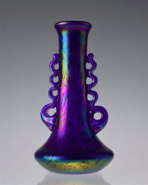 Iridescent Hand Blown Art Glass Vase Loetz Style Hand Blown Art Nouveau Vase Antiques Periods