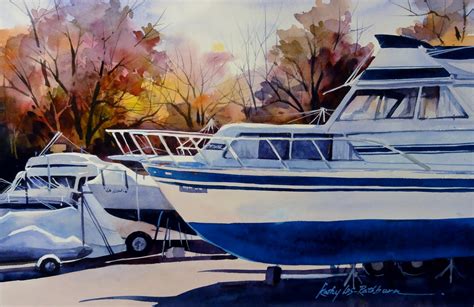 Kathy Los Rathburn Watercolorist Fall Boat Yard