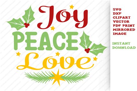 Christmas Svg Peace Joy Love Cut Files Clipart Vector Dxf