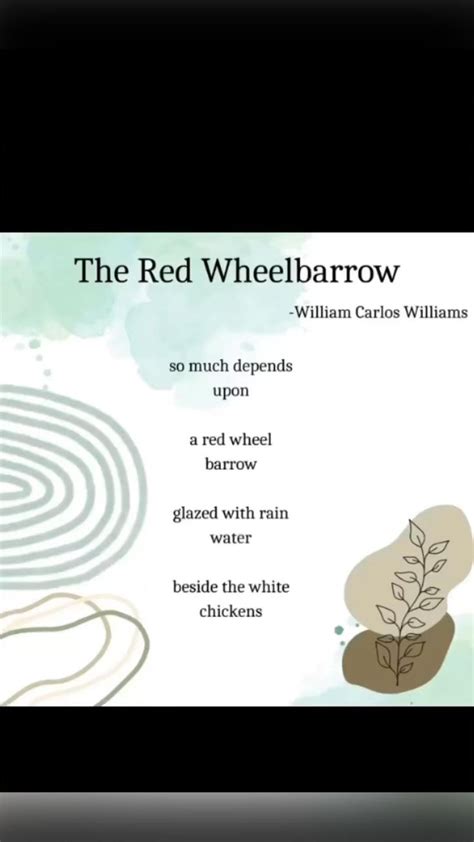 The Red Wheelbarrow By William Carlos Williams Poetry Lessons