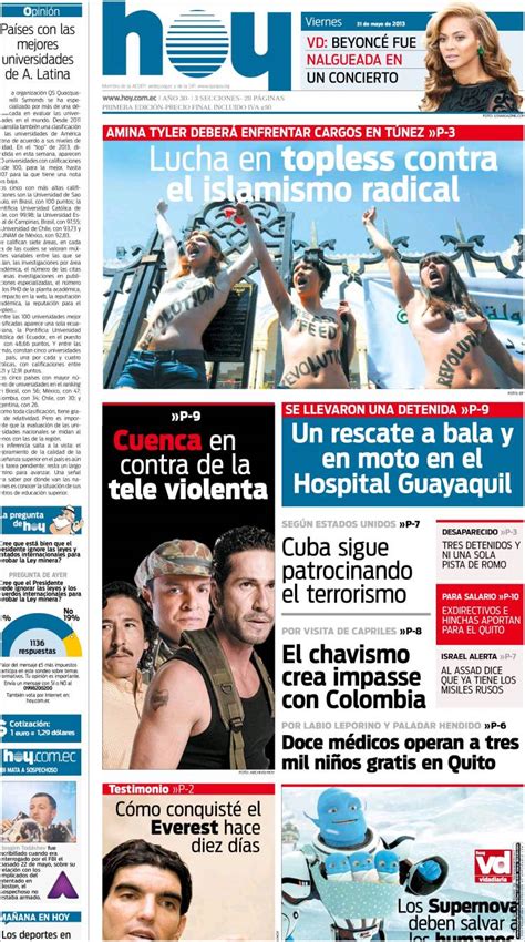 Periódico Diario Hoy Ecuador Periódicos De Ecuador Edición De