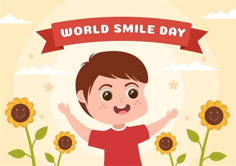 World Smile Day Hand Drawn Cartoon Illustration With Smiling Children