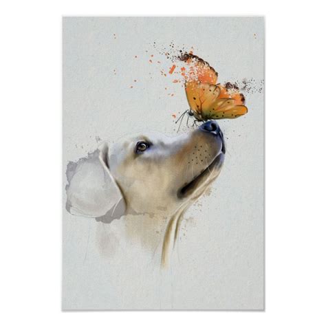 Golden Retriever With A Butterfly On Its Nose Poster Zazzle Animal