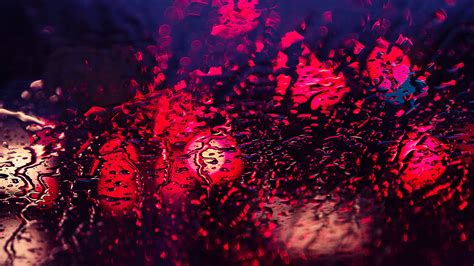 Wallpaper 1920x1080 Px Lights Rain Red Water Drops Water On