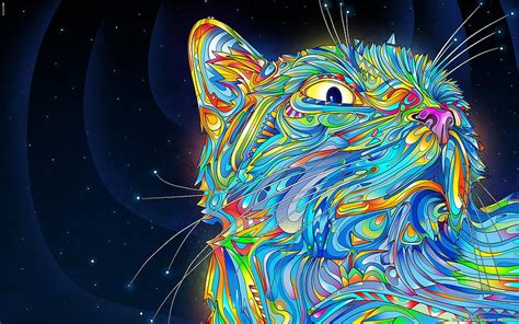 Abstract Cat Art Rainbow Cat Hd Wallpaper Pxfuel