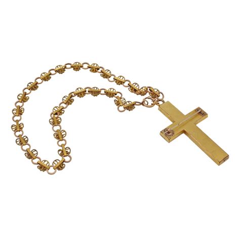 victorian large cross pendant pin with chain the vintage jewel