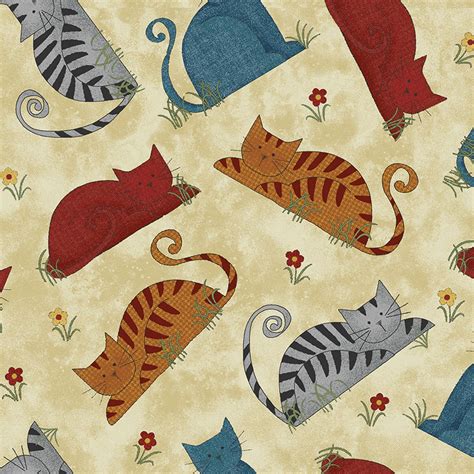 Colorful Cats Benartex Fabrics Floral Fabric Quilt Fabric Etsy