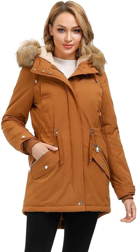 Royal Matrix Womens Warm Winter Parka Coat Hooded Sherpa Lined Winter Jacket With Zip Pockets