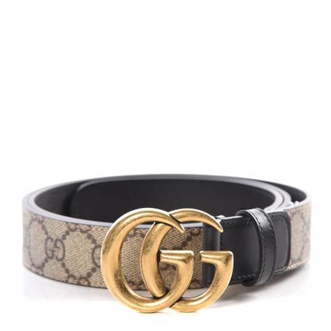 Gucci Gg Supreme Monogram Calfskin Double G 30mm Belt 100 40 Beige