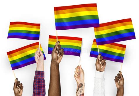 Hands Waving Colorful Rainbow Flags Stock Image Image Of National