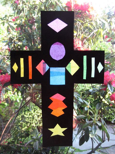 Happy Easter Stained Glass Cross • Teachkidsart