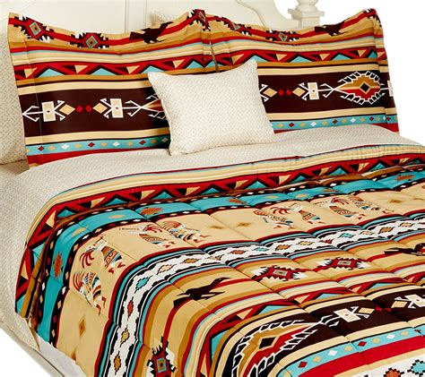 Southwest Turquoise Tan Red Native American Full Comforter
