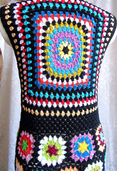 Granny Square Waistcoat Patchwork Vest Women Crochet Etsy