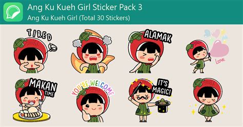 Ang Ku Kueh Girl Sticker Pack 3 Whatsticker