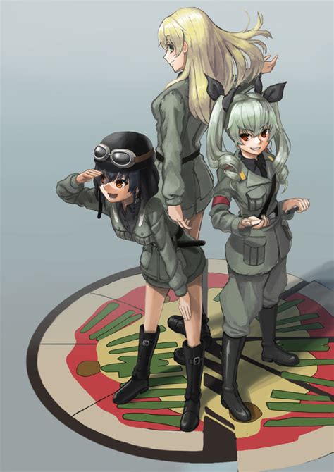 safebooru 3girls absurdres adjusting hair anchovy anzio emblem anzio military uniform bangs