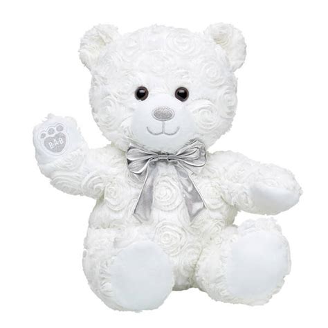 White Bouquet Bear Made Of Roses With Silver Bow Build A Bear®