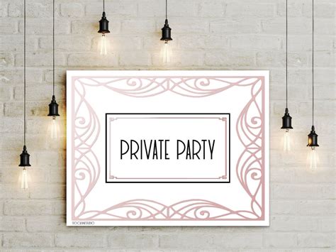 Printable Private Party Event Sign Rose Gold Art Party Decor Etsy