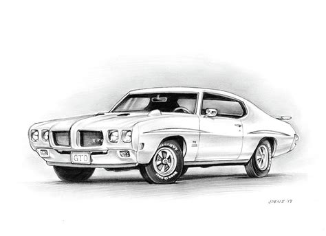 1970 Pontiac GTO Judge Drawing By Greg Joens Pixels Merch