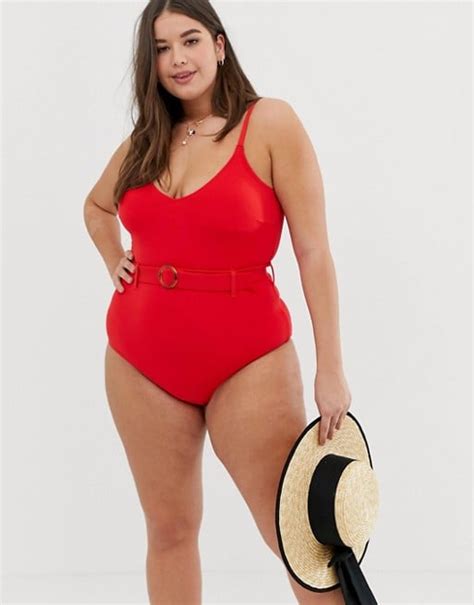New Look Curve Belted Swimsuit Best Plus Size One Piece Swimsuits Popsugar Fashion Photo