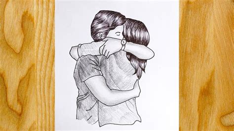 How To Draw A Cute Couple Hugging For Beginner Romantic Couple Huggin Hugging Drawing