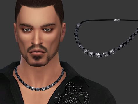 The Sims Resource Mens Beaded Necklace With Metal