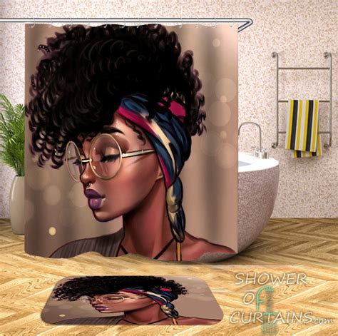 Shower Curtains Gorgeous Black Girl Shower Of Curtains
