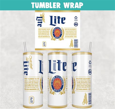 MILLER LITE Beer Tumbler Wrap Templates 20oz Skinny PNG Sublimation