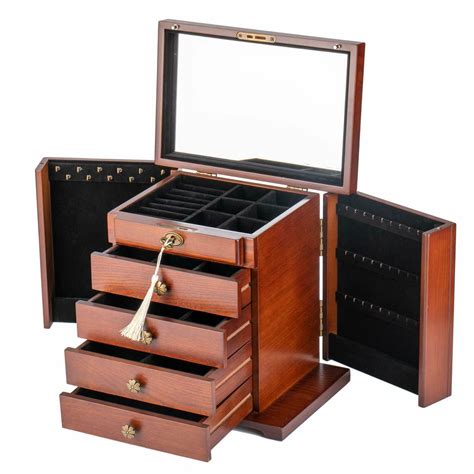 Extra Large Wooden Jewelry Case Cabinet Armoire Ring Necklace Gift ...
