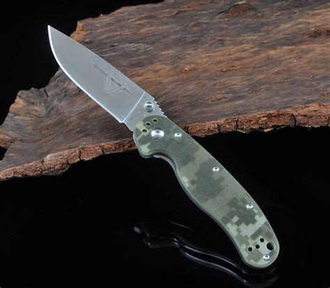 Ontario Rat 2 Folding Pocket Knife Satin Plain Edge Blade Camo Handle