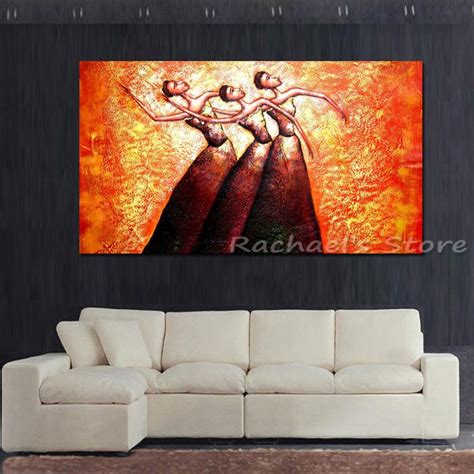 Hand Painted Abstract Africa Woman Dancer Canvas Oil Painting Modern