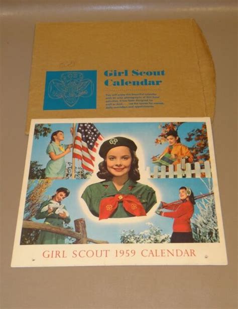 Original 1959 Girl Scout Calendar W Paper Sleeve Ebay