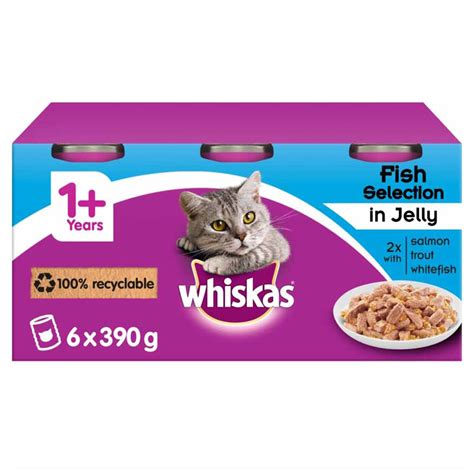 Whiskas Tinned Cat Food Fish Selection In Jelly 6 X 390g Wilko