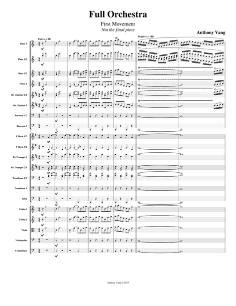 Full Orchestra Sheet Music For Piano Trombone Tuba Flute And More