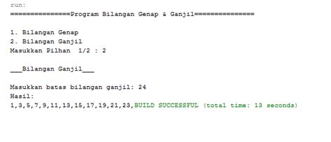 Java Pogram Untuk Menampilkan Bilangan Genap Atau Ganjil