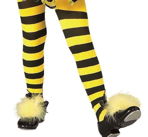 Bumble Bee Yellow Black Striped Tights Girls Halloween Costume